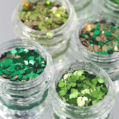 Paillettes per Unghie Verde Estate Popolare Sfumato Olografico Esagonale Ottagonale Scintillante Set Decorazioni per Manicure