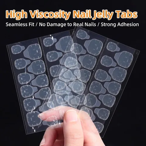 Dubbelzijdige Geleilijm Voor Kunstnagels Hoge Viscositeit Waterdichte Plakstrips Ultradun Transparant Roze Geel Manicure Accessoires