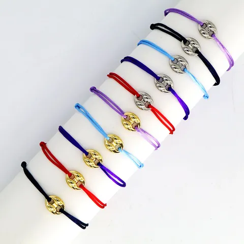 Minimalist Adjustable Pig Nose Cord Bracelet For Men Women Gold Silver Plated Copper Marina Chain Woven Friendship Bracelet Gift