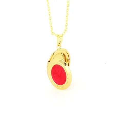 Fashion Colorful Oil Drip Oval Heart Locket Pendant Necklace For Women Copper Gold Plated Enamel Photo Locket Clavicle Chain Jewelry