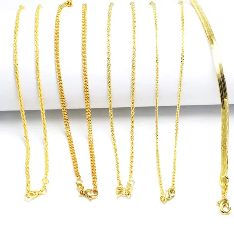 Minimalist Copper Electroplated Chain Necklace For Women Men Gold Silver Rose Gold Rope Rolo Curb Snake Clasp Necklaces Jewelry