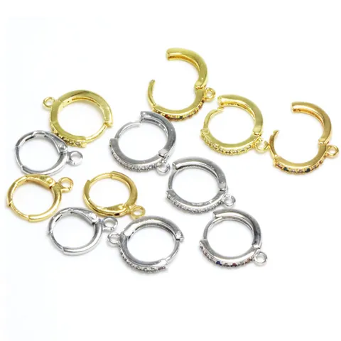 Kupfer Huggie Ohrring Haken Zirkonia DIY Handgefertigte Ohrring Zubehör Gold Silber Farbe Ohrringverschlüsse Komponenten