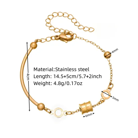 Minimalistisches Titanstahl Geometrisches Zylindrisches Armband Für Damen Vakuum Galvanisiertes Wasserdichtes Edelstahlkette Römischer Schmuck