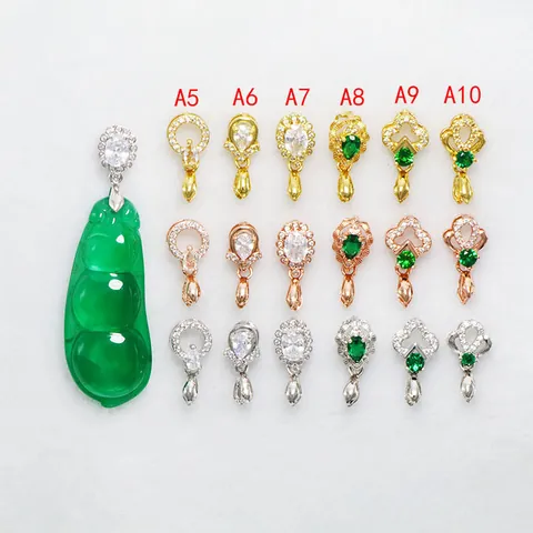 Kupfer 18K Vergoldet Anhänger Verschluss Für Schmuckherstellung DIY Halskette Smaragd Strass Klemmschließen Jade Kristall Verbinder