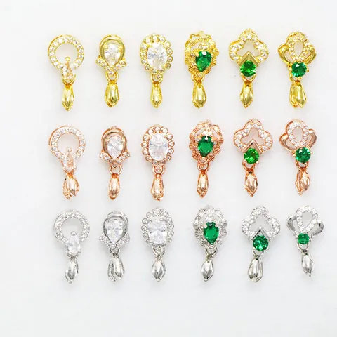 Kupfer 18K Vergoldet Anhänger Verschluss Für Schmuckherstellung DIY Halskette Smaragd Strass Klemmschließen Jade Kristall Verbinder