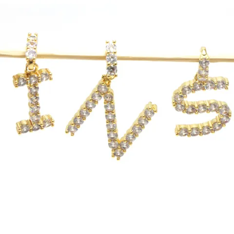 Initialen Buchstaben Anhänger Halskette Für Damen Kupfer Zirkonia Gold Vergoldet Alphabet Halskette Mode Schmuck Geschenk