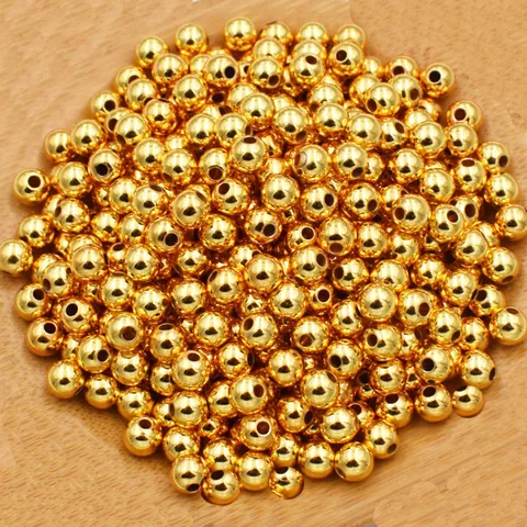 18K Vergoldete Kupfer Lose Perlen Für DIY Schmuckherstellung Glatte Runde Abstandsperlen Gold Roségold Silber Metallperlen Schmuckzubehör