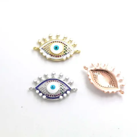 Böser Blick Anhänger Kupfer Strass Charms Für DIY Armband Halskette Herstellung Schmuckverbinder Gold Silber Roségold Zubehör