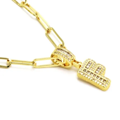 Hip-Hop-Stil 26 Alphabet Initial Anhänger Halskette Galvanisiertes Kupfer Zirkonia Iced Out Box Kette Für Herren Damen Schmuck