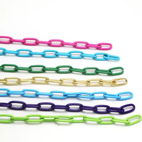 Copper Geometric Link Chain Colorful Baked Paint Finish For DIY Necklace Bracelet Jewelry Making Punk Hip Hop Accessory Finding