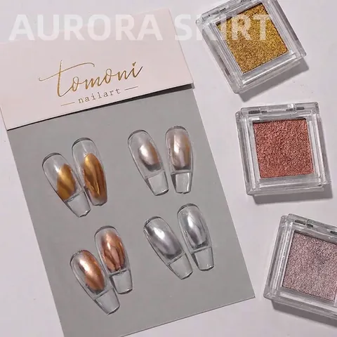 Polvere per Specchi Solidi per Unghie Effetto Specchio Galvanico Metallico Oro Rosa Champagne Pigmento al Cromo per Decorazioni Nail Art