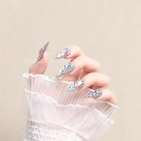 Flatback Round Crystal Rhinestones For Nail Art DIY Decoration Luxurious Silver Backed Machine Cut Sparkling Glass Gems