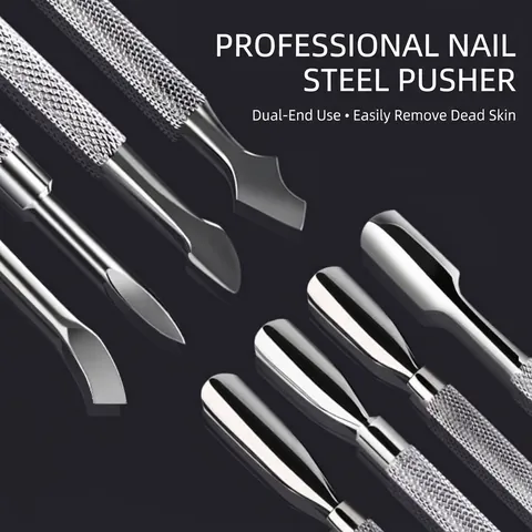 Professional Alloy Stainless Steel Look Nail Cuticle Pusher Double Ended Dead Skin Remover Manicure Pedicure Tool For Salon Home Use