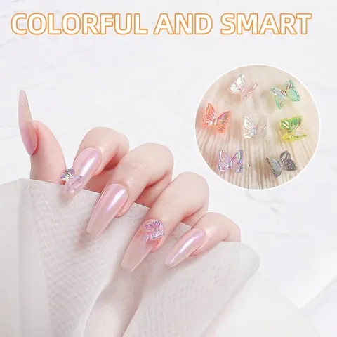 Aurora Iriserende Vlinder Nagelkunst Decoraties 3D Hars Ijs Transparant Gemengde Kleur Vlinder Charms Voor DIY Manicure Sieraden