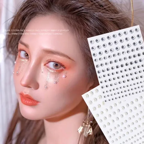 Selbstklebende 3D Künstliche Perle Strass Nagelaufkleber Irisierende Transparente Edelsteine Für Gesicht Augen Make-up Bühne Braut Dekoration Kinder DIY Basteln