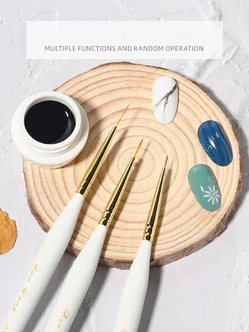 Japanese Style Professional Nail Art Liner Brush Set Ultra Fine Matte White Handle Painting Drawing Detail Pen Manicure Tools