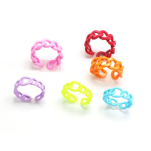 Ins Stil Hohlkette Offener Ring Kupfer Emaille Süßigkeitenfarbe Verstellbarer Fingerring Persönlichkeit Minimalistischer Schmuck
