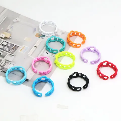 Ins Stil Hohlkette Offener Ring Kupfer Emaille Süßigkeitenfarbe Verstellbarer Fingerring Persönlichkeit Minimalistischer Schmuck
