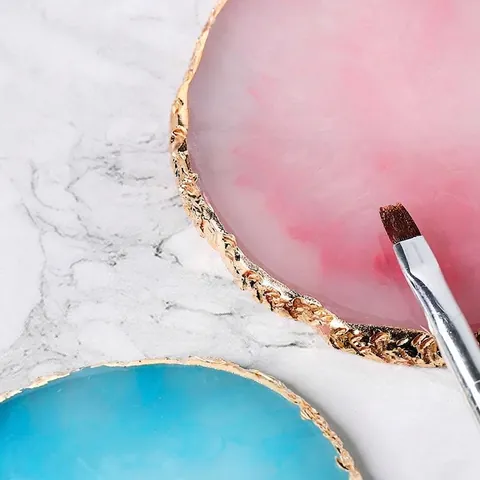 Japanese Style Acrylic Nail Art Palette Marble Pattern Color Mixing Plate Gold Edge Manicure Tool Nail Display Board