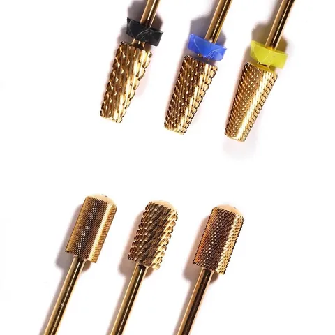 Professional Tungsten Steel Nail Drill Bits Gold Electroplated 5-in-1 Nail Polishing Head For Dead Skin Removal And Gel Polish Salon Home Use