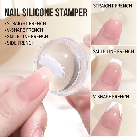 Professional Transparent Silicone Nail Art French Stamp jelly Head Stamper With Scraper For Manicure DIY Printing Nail Tool