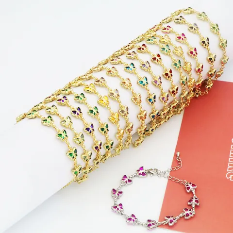 Zierliches Schmetterling Kupfer Armband Für Damen Minimalistisches Zirkonia Eingelegtes Kettenarmband Ins Stil Gold Silber Schmuck Geschenk