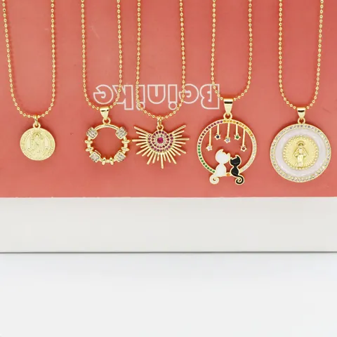 Double Layer Dopamine Style Colorful Beaded Necklace For Women Gold Copper Evil Eye Cat Pendant Rhinestone Glass Jewelry Choker