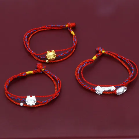 925 Sterling Silver Year Of The Dragon Bracelet Woven Red Rope Lucky Zodiac Dragon Bracelet Handcrafted Jewelry Gift For Women