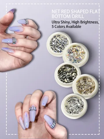 Strass Nail Art en Cristal Charmes à Longues Rayures Irrégulières à Dos Plat pour Décoration de Manucure Champagne Noir AB