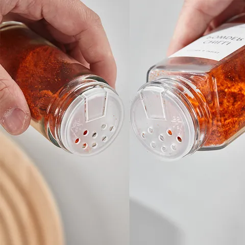 Frascos de Vidrio para Especias con Tapas de Bambú Madera de Acacia Etiquetas Embudo Cepillo Botellas de Condimentos