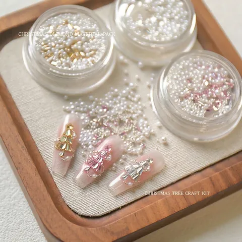 Exquisite Alloy Zirconia Nail Art Material Kit Christmas Tree Star Heart Rhinestone Artificial Pearl Nail Charms Mixed Decoration DIY Beauty Tools
