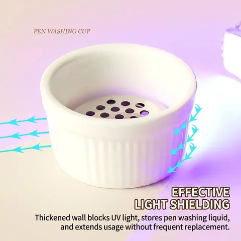 Professional Ceramic Nail Art Brush Washing Cup With Wooden Lid And Stainless Steel Mesh Filter Manicure Cleaning Jar