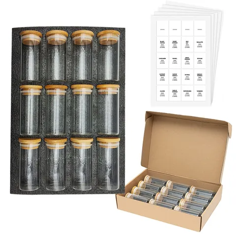 Glas Gewürzgläser Set Mit Bambusdeckeln Luftdichte Küchenvorratsbehälter Für Gewürze Und Kräuter Organisation Home Decor