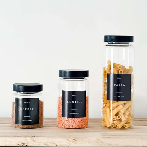 Airtight Glass Food Storage Jar With Black Pine Wood Lid Moisture Proof Cereal Grain Container For Kitchen Home Minimalist Jar
