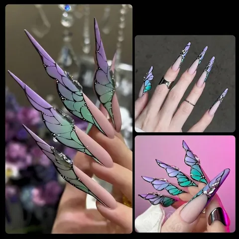 Stampi per Unghie a Farfalla per Extension Punte Unghie in Acrilico Dual Forms Strumento Professionale per Manicure Fai da Te in Scatola Forma di Ala di Farfalla