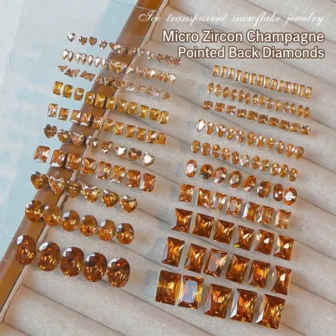 Champagne Zirconia Nail Art Decoration Flashy Irregular Heart Drop Shapes Luxury Professional Manicure DIY Jewelry Accessory
