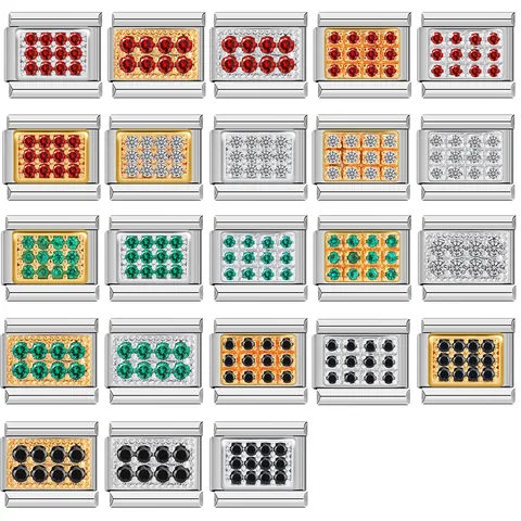 Stainless Steel Italian Modular Charm Links With Colorful Zirconia Pavé Setting DIY Splicing Jewelry Accessories For Nomination Style Bracelet Women