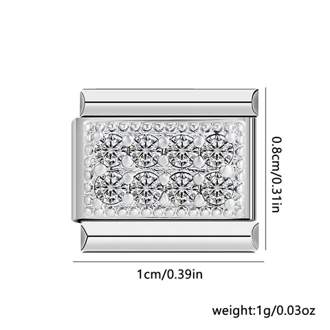 Stainless Steel Italian Modular Charm Links With Colorful Zirconia Pavé Setting DIY Splicing Jewelry Accessories For Nomination Style Bracelet Women