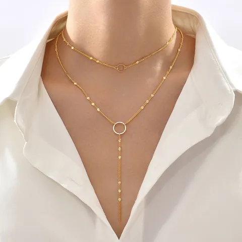 Minimalist Gold Plated Layered Necklace For Women Zinc Alloy Artificial Pearl Star Heart Pendant Bohemian Jewelry Chain
