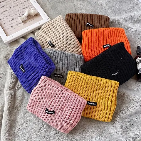 Winter Warme Strick Stirnband Damen Herren Koreanischer Stil Rippenstruktur Ohrenwärmer Buchstaben Patch Outdoor Sport Elastisches Haarband
