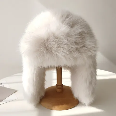 Gorro Ushanka de Piel de Visón Sintético para Mujer Hombre Invierno Al Aire Libre Montaña Cálido A Prueba de Viento con Orejeras