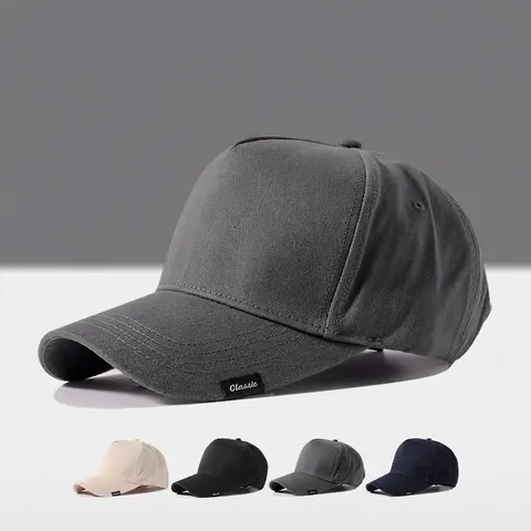 Vintage High Crown Cotton Baseball Cap For Men Women Hard Top Deepened Large Head Circumference Adjustable Snapback Sun Hat Casual Fashion Hat