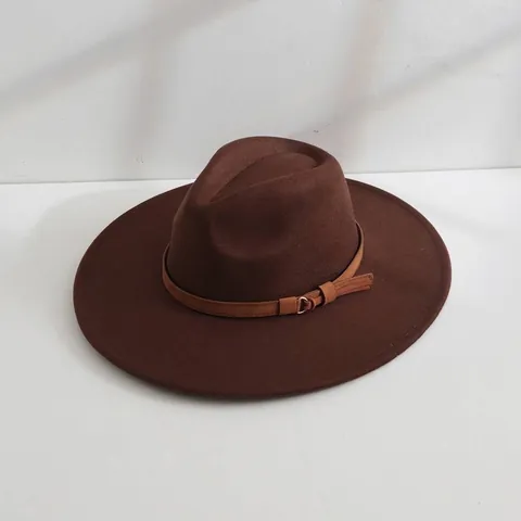 Vintage Britischer Stil Breitkrempiger Wollfilzhut Für Damen Herren Winter Herbst Jazz Fedora Mit Gürtelschnalle Filzhut