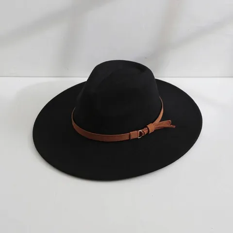 Vintage Britischer Stil Breitkrempiger Wollfilzhut Für Damen Herren Winter Herbst Jazz Fedora Mit Gürtelschnalle Filzhut