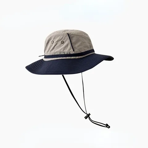 Men Sun Protection Bucket Hat Wide Brim Large Head Circumference Summer Breathable Outdoor Fishing Hiking Sun Hat Color Block Polyester Hat