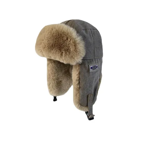 Unisex Winter Warm Trapper Hat Korean Fashion Thick Artificial Mink Fur Ear Protection Pilot Hat Skiing Ushanka Bomber Hat