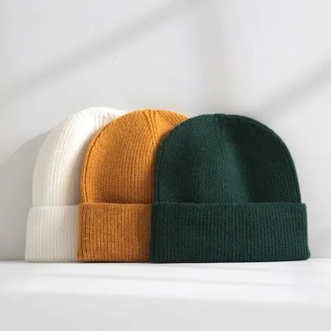 Einfarbige Strickmütze Mit Umschlag Für Damen Und Herren Winter Warme Acryl Rippenstrick Mütze Weich Elastisch Täglich Lässig