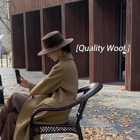 Vintage French Wool Felt Boater Hat Women Autumn Winter British Style Flat Top Fedora Wide Brim Elegant Hepburn Felt Hat