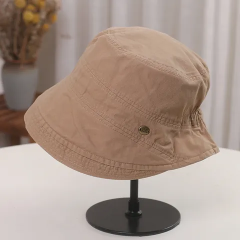 Japanese Retro Women Cotton Bucket Hat Foldable Pleated Sunshade Basin Hat For Summer Spring Autumn Outdoor Travel