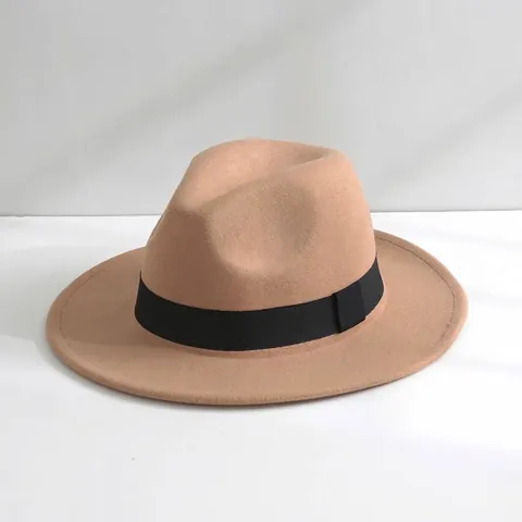 Britischer Vintage Einfarbig Polyester Fedora Hut Klassisch Breite Krempe Jazz Hut Für Herren Damen Herbst Winter Formelle Party Kopfbedeckung